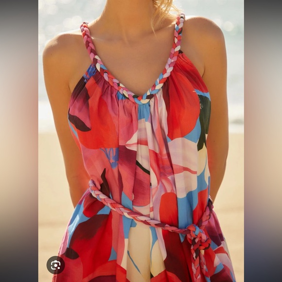 Farm Rio Color Festival Halter Dress - L - Picture 5 of 5